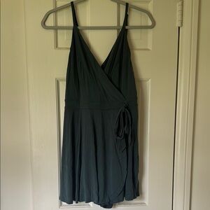 Dark Green Wrap romper with shorts